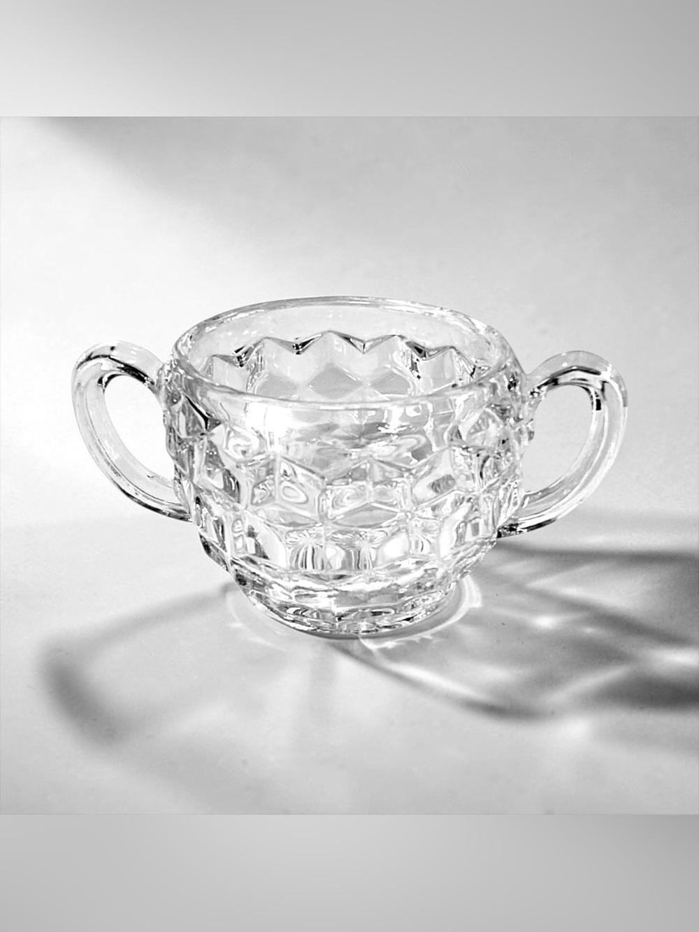 Vintage Fostoria American Clear Open Sugar Bowl Double Handles 1950s Retro
